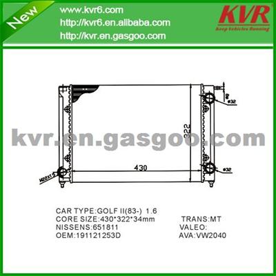 Automobile Radiator FOR VOLKSWAGEN Golf/Jetta 1.6 OEM 191121253K/D/L