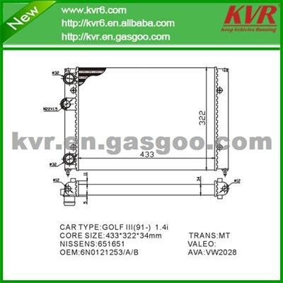 Brazed Radiator FOR VOLKSWAGEN Golf 1.4 OEM 6N0121253/B/A