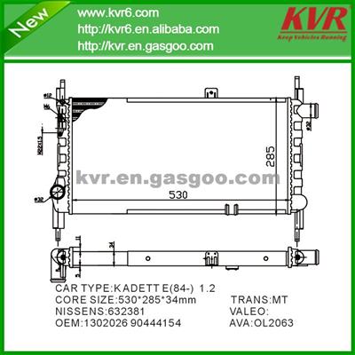 Complete Radiator FOR OPEL Kadett E 1.2S OEM 1302026/90444154