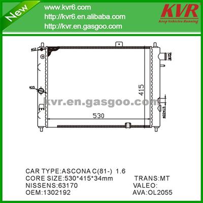 Radiator Manufacturers China FOR OPEL ASCONA C 1.3N OEM 1302192 /90128774