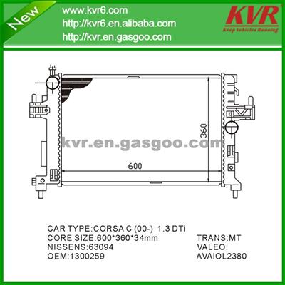 High Performance Auto Radiator FOR OPEL CORSAC(00-) 1.3 DTI OEM 1300259