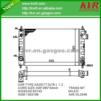 Auto Cooling System Radiator FOR OPEL KADETTD (79-) 1.2 OEM 1302199