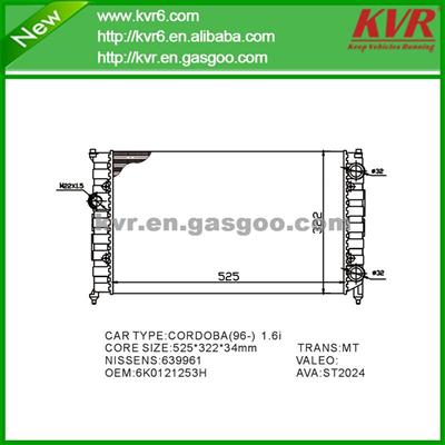 Brazed Auto Radiator FOR SEAT Seat Cordoba 1.8 OEM 6K0121253H/S