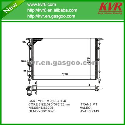 Brazed Car Radiator FOR RENAULT R19 1.4e AUTO/1.4i OEM 7700816323