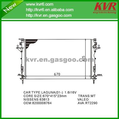 Automobile Radiator FOR RENAULT LAGUNA II 1.6 16V OEM 8200008764