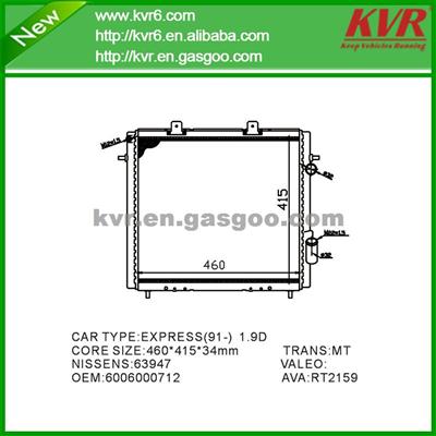 Car Radiator Price FOR RENAULT RAPIA 1.9 D (F4OR) OEM 6006000712