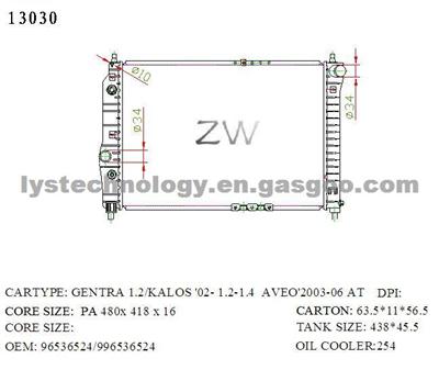 Auto Radiator For DAEWOO KALOS 02/AVEO 03-06 MT OEM:96536524