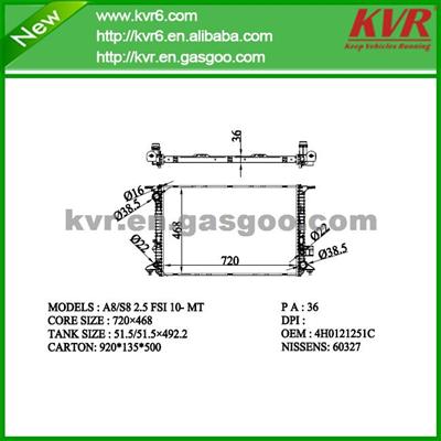 Radiator Assy FOR AUDI A8/S8 2.5 FSI 10- OEM 4H0121251C