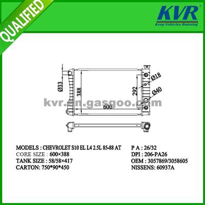 Car Radiator FOR DODGE CHEVROLET S10 EL L4 2.5L OEM 3057869/3058005