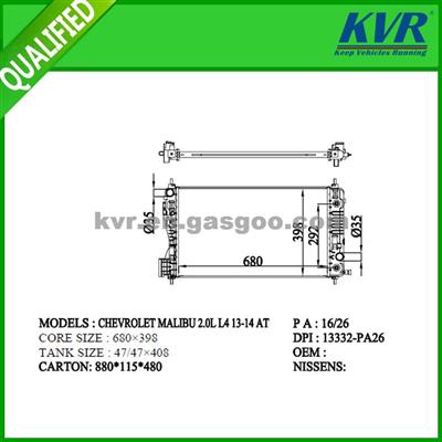 Mechanical Auto Radiator FOR DODGE CHEVROLET MALIBU 2.0L L4 13-14 DPI 13332