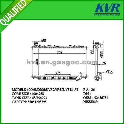 Cooling Radiator FOR HOLDEN COMMODORE VE 2/VF 6.0L V8 13- OEM 92456751