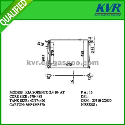 Assembly Radiator FOR HYUNDAI KIA SORENTO 2.4 10- OEM 25310-2X050