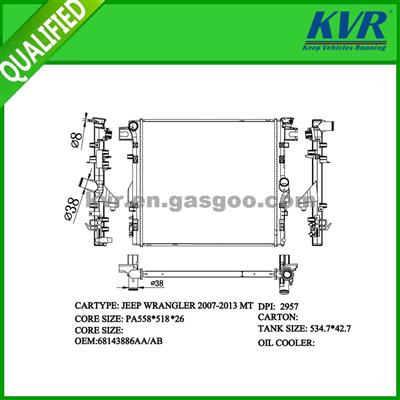 Cheap Radiator FOR JEEP WANGLER V6 3.8LTS 07-10 OEM 68143886AA/AB