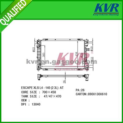 Factory Radiator FOR FORD ESCAPE XLS L4 140 (2.3L)