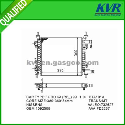 Auto Cooling System Radiator FOR FORD KA (RB_) 99 1.0 I 91-02 OEM 1092509