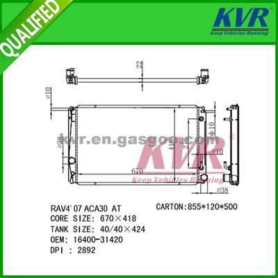 New Radiator FOR TOYOTA RAV4' 07 ACA 30 06-10 OEM 16400-31420