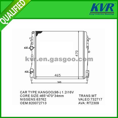 Die-Casting Aluminum Radiato FOR RENAULT KANGOO(98-) 1.2I 16V,APRIO OEM 8200072713