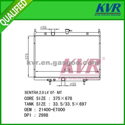 Mechanical Car Radiator FOR NISSAN SENTRA B16 07-09 OEM 21400-ET000