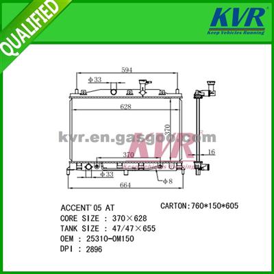 Car Radiator FOR ACCENT 05 OEM 25310-OM150