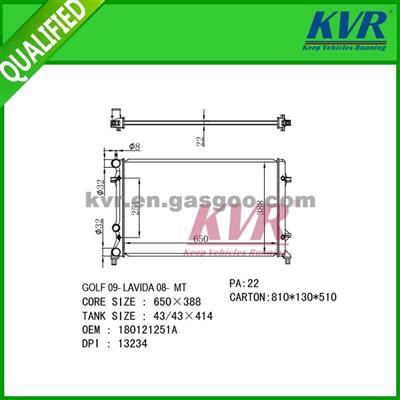 Die-Casting Aluminum Radiato FOR VW JETTA / A6 OEM 180121251A