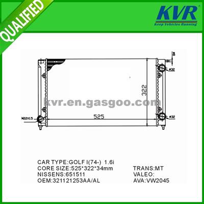 Mechanical Car Radiator FOR VW CARIBE,GOJF,JETTA A2 OEM 321121253AL/AA