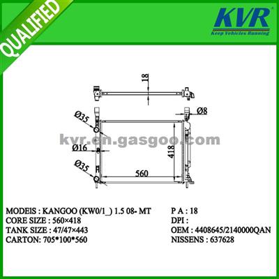 Cheap Truck Radiator FOR RENAULT KANGOO(KWO/1_) 1.5 08- OEM 4408645/2140000QAN