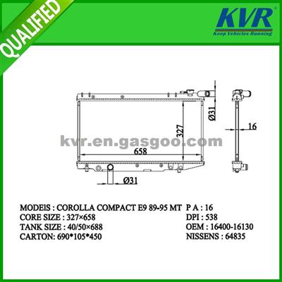 OE Radiator FOR TOYOTA COROLLA COMPACT E9 89-95 OEM 16400-16130