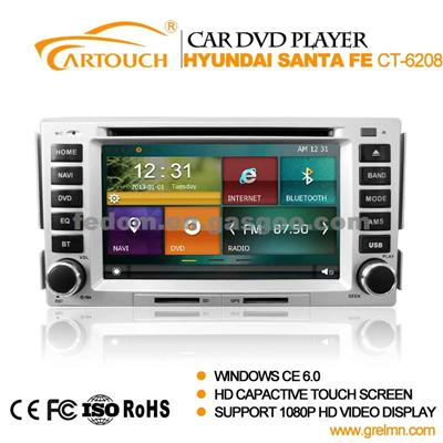 2 Din Car Dvd Gps Player With Touch Screen Bluetooth For Hyundai Santa Fe (CT-6208)