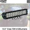 3D Optics Lens LED Light Bar 13.5inch 72W Off Road LED Light CREE Double Row LED Bar