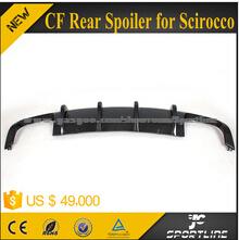 Carbon Fiber Rear Bumper Diffuser With Quad Exhaust Pipe Dual Outlet Fit VW Scirocco R