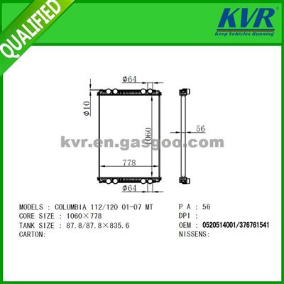 Truck Radiator FORCOLUMBIA 112-120 OEM 558059A-19870-016