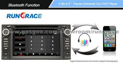 Rungrace Android 6.2 Inch 2 Din TFT Screen In-Dash Car DVD Player For Toyota With Bluetooth