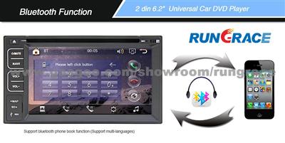 Rungrace 6.2 Inch Universal 2 Din In-Dash Car DVD Player With GPS,Bluetooth,RDS,Touch Screen