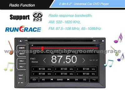 Rungrace 6.2 Inch Universal 2 Din In-Dash Car DVD Player With GPS,Bluetooth,RDS,Touch Screen