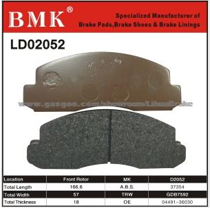 Stable And Adanced Quality Brake Pad (D2052) For Toyota