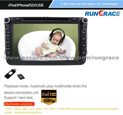 Rungrace Android 8-Inch 2 Din TFT Screen In-Dash Car DVD Player For Volkswagen With Bluetooth,Navigation-Ready GPS,RDS