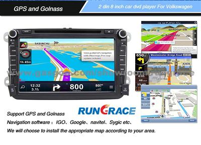 Rungrace Android 8-Inch 2 Din TFT Screen In-Dash Car DVD Player For Volkswagen With Bluetooth,Navigation GPS