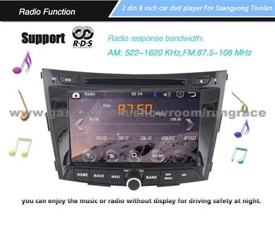 Rungrace 8-Inch 2 Din TFT Screen In-Dash Car DVD Player For Ssangyong Tivolan With Bluetooth,Navigation GPS