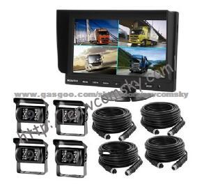 9inch Car LCD Monitor With 4 Cameras For Truck Backup/ Parking Sensor