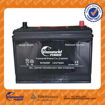 European market hot sale MF car battery 12v75ah with competitive price