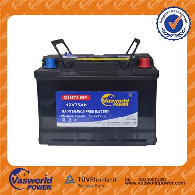 12V75AH good quality mf car starting battery with good prices