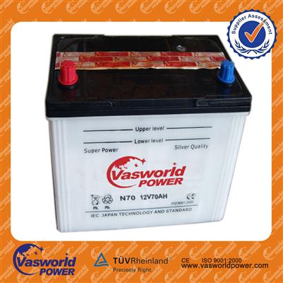 Best 12V70AH dry charged car batteries N70Z car battery 12v 75ah