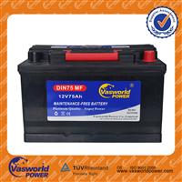 HOT SALE Korea standard DIN75MF 12v 75ah maintenance free 12 volt car battery amps OEM