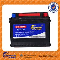 DIN standard battery 12v45ah battery Sealed maintenance free din standard car battery dimensions