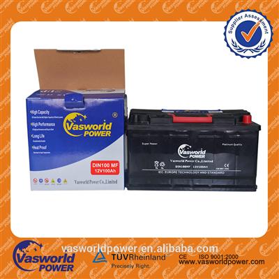 DIN standard lead aacid car battery 60038MF 12V100AH for car start