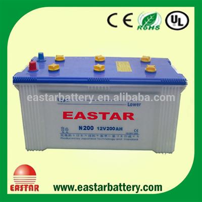 JIS/DIN Standard N200 dry battery 12v 200ah Automobile battery