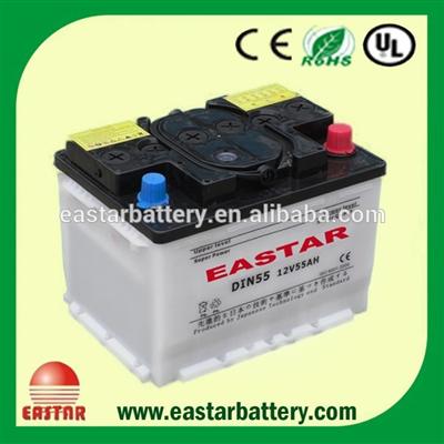 DIN Standard Starting dry charged auto battery 12v 55ah car battery