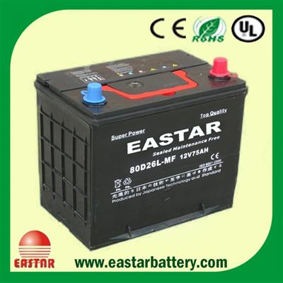 JIS Standard mf 12v 70ah car battery 80d26l for starting car