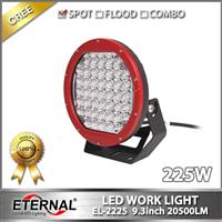 9.3in 225W LED driving light Round Spot high power led work light for 4x4 off-road SUV RV Jeep Wrangler 4WD powersports