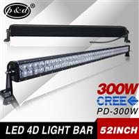 12v 52 inch 300w 4d lens waterproof offroad led light bar 4x4 accessories